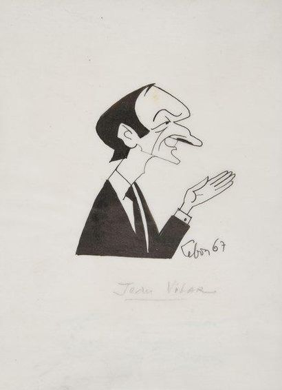 null André LEBON (1918-1996). 2 dessins originaux à l?encre de Chine, signés et datés,...