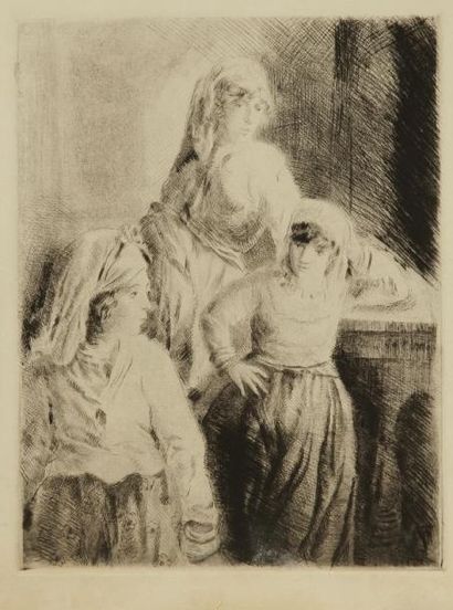 Adolphe FEDER (1886-1945) Trois femmes Eau-forte. Non signée. (Déchirures). 33 x...
