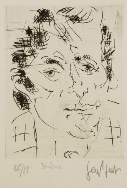 GEN PAUL (1895-1975) Autoportrait Eau-forte. Signée et numérotée sur 99. 29,5 x 23...