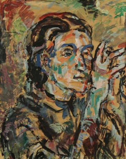 Solomon Moiseevich GERSHOV (1906-1989) Portrait de Mme Gershov Huile sur papier contrecollé...