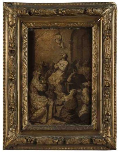 Attribué à Dirck BARENDSZ (1534-1592) La Pentecôte Toile, une grisaille. 28,5 x 19,5...