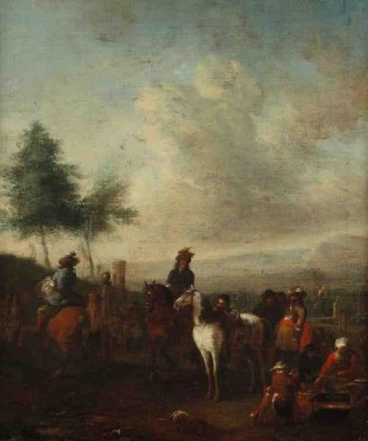 École FLAMANDE du XVIIIe siècle, suiveur de Pieter WOUWERMAN La Leçon d?équitation...