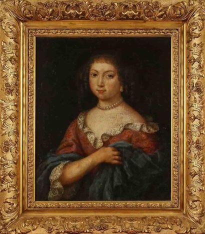Ecole hollandaise vers 1670 Portrait de jeune femme Toile. 59 x 47 cm Restaurati...