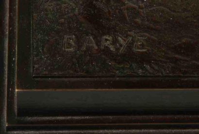 Antoine-Louis BARYE (1795-1875) Cheval demi sang tête baissée Bronze, épreuve ancienne,...