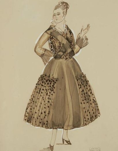 Raoul DUFY (1877-1953) Étude de robe pour Paul Poiret Encre, aquarelle, gouache et...