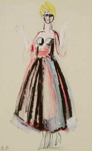 Raoul DUFY (1877-1953) Étude de robe pour Paul Poiret, vers 1917 Gouache, aquarelle...