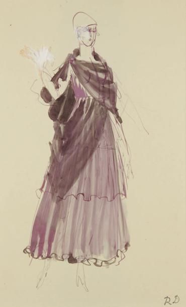 Raoul DUFY (1877-1953) Projet de costume pour Paul Poiret Encre, aquarelle, traits...