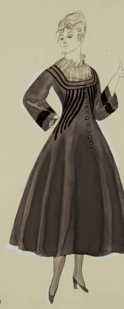 Raoul DUFY (1877-1953) Modèle de robe pour Paul Poiret Encre, aquarelle et gouache....