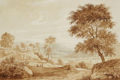 Pierre-Jean-Baptiste-Ernest de BUCHÈRE DE LÉPINOIS (1779 ou 1799-1848) Paysage italien,...