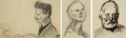 Théophile Alexandre STEINLEN (1859-1923) Portrait d?homme. Trois dessins dans un...