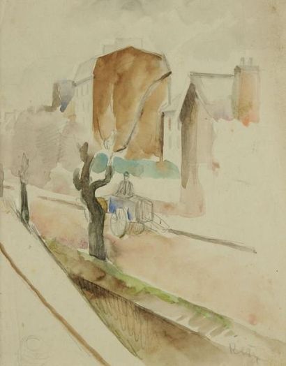 ALFRED RETH (1884-1966) Le marché ambulant. Aquarelle et crayon. Signé en bas à droite....