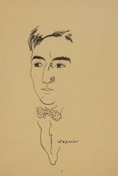 TEXIER (XXe siècle) Portrait de Julien Green, vers 1930. Dessin à l?encre. Signé...