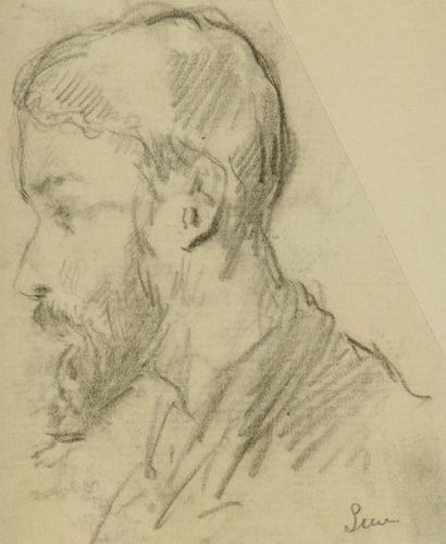 Maximilien Luce (1858-1941) Portrait présumé de Georges Seurat. Dessin à la mine...
