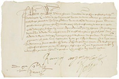 null HENRI III, roi de France Apostille signée avec quelques mots autographes sur...
