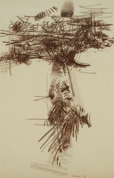 John Harisson LEVEE [américain] (1924-?) Composition abstraite, 1958. Pastel. Signé...