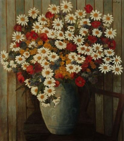 Moïse KISLING (1891-1953) Fleurs, 1938. Huile sur toile. Signée en haut à droite....