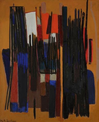 Huguette Arthur BERTRAND (1922-2005) Composition abstraite, 1955. Huile sur toile....