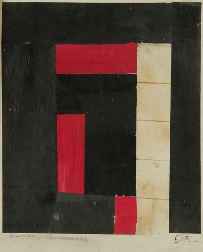 Erich BUCHHOLTZ [allemand] (1891-1972) Composition abstraite. Gouache et collage....