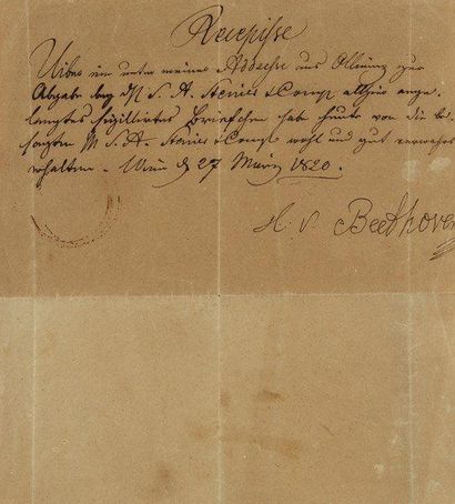 null Ludwig van BEETHOVEN (1770-1827). P.S. « L. v. Beethoven », Vienne 27 mars 1820 ;...