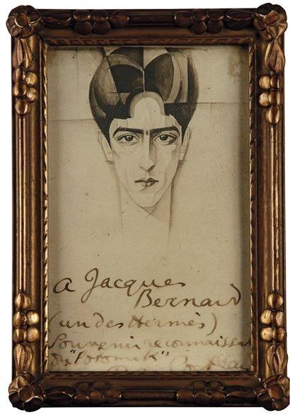 null Jean COCTEAU (1889-1963). Portrait avec dédicace autographe signée, [vers 1920] ;...