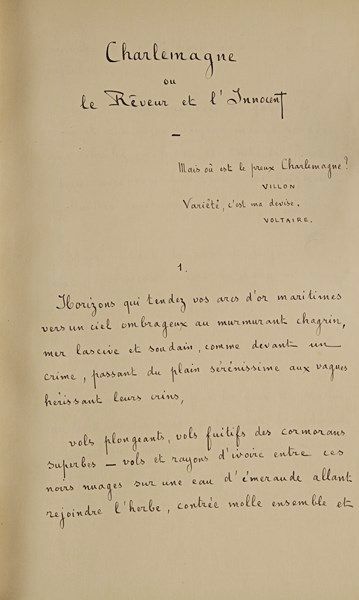 null Paul FORT (1872-1960). Manuscrit autographe signé, Hélène en fleur et Charlemagne,...
