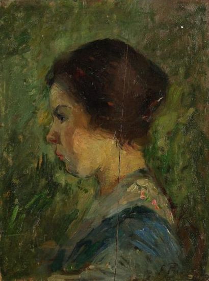 Elie Anatole PAVIL (1873-1944) La Fille du peintre, 1911 Huile sur panneau. Signée...