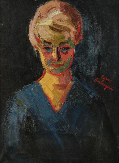 Pierre AMBROGIANI (1907-1985) Portrait de femme Huile sur toile. Signée en bas à...