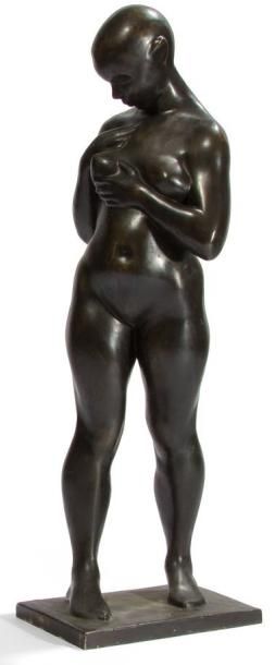 Patrick DROUIN (XXe siècle) Catherine, 1985 Bronze à patine noire. Signé sur la base....