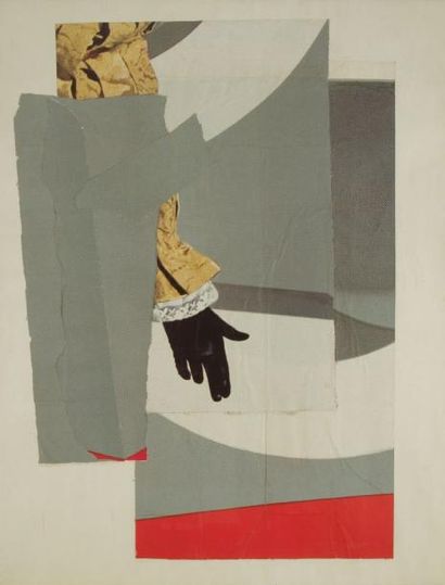 Albert CHUBAC (1925-2008) Composition au gant noir Collage d'affiches déchirées....
