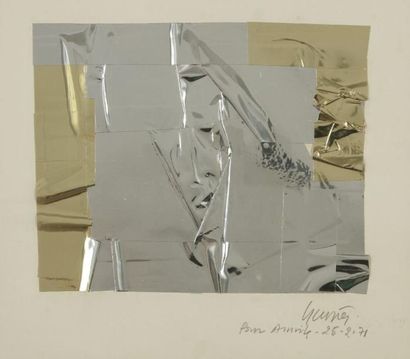 Jean-Michel MEURICE (né en 1938) Composition abstraite, 1971 Collage de bandes d?aluminium....