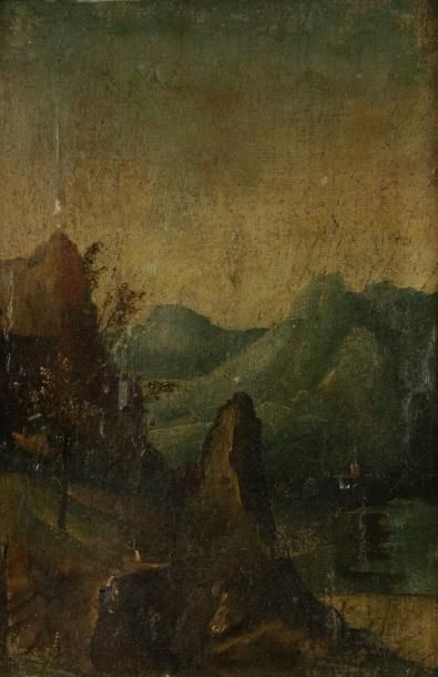 Ecole FLAMANDE du XVIIe siècle, suiveur de Joos de MOMPER Paysage de montagne Panneau...