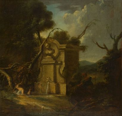 Attribué à Jacques de LAJOUE (1687-1761) Scène dans un parc Toile. H: 33,5 x L: 34,5...