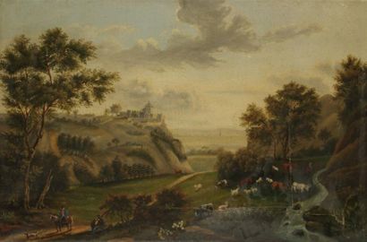 B. LEGENDRE (Actif à la fin du XIXe siècle) Paysage au troupeau Sur sa toile d'origine...