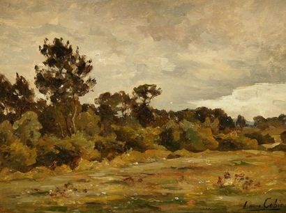 Louis Alexandre CABIE (Dol-de-Bretagne 1854-Bordeaux 1939) Paysage aux grands arbres...
