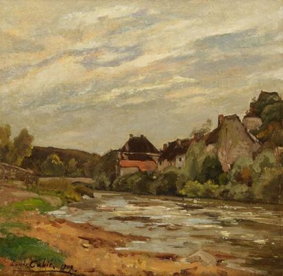 Louis Alexandre CABIE (Dol-de-Bretagne 1854-Bordeaux 1939) Maison en bord de rivière...
