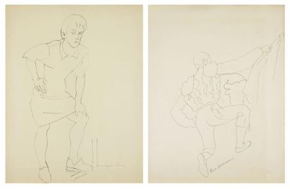 Pierre AMBROGIANI (1907-1985) Le Repos - Le Toréador Deux dessins à l'encre. Signés....