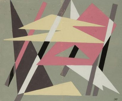 Mino DELLE SITE (1914-1996) Géométrie abstraite, 1942. Gouache. Monogrammée en bas...