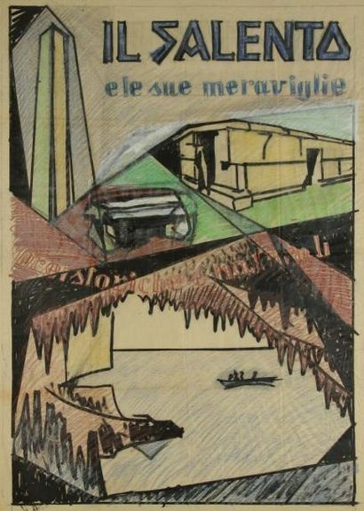 Mino DELLE SITE (1914-1996) Projet d?affiche pour Le Salento, 1956. Encre et crayon....