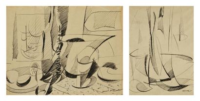 Mino DELLE SITE (1914-1996) Cruche - Nature morte au pichet, vers 1956. Deux dessins...