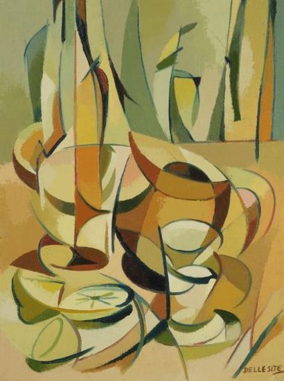 Mino DELLE SITE (1914-1996) Composition 5, 1949. Huile sur toile. Signée en bas à...