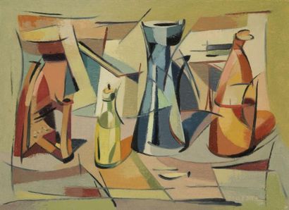 Mino DELLE SITE (1914-1996) Composition 1, 1949. Huile sur toile. Signée en bas à...