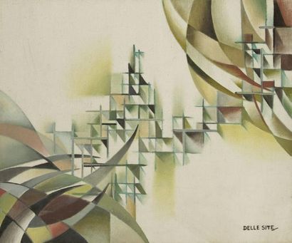 Mino DELLE SITE (1914-1996) Science-fiction, 1965. Huile sur toile. Signée en bas...