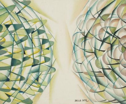 Mino DELLE SITE (1914-1996) Structures globulaires, 1965. Huile sur toile. Signée...