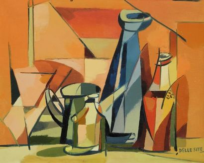 Mino DELLE SITE (1914-1996) Composition 2, 1950. Huile sur toile. Signée en bas à...