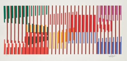 Yaacov AGAM (Né en 1928) Composition horizontale. Sérigraphie en couleurs. 880 x...