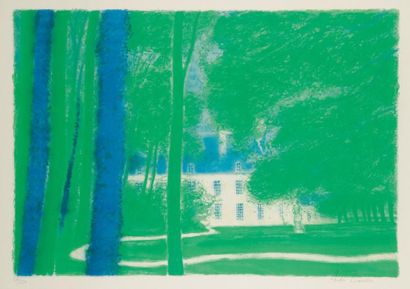André BRASILIER (né en 1929) Le Parc vert. 1988. Lithographie. 1000 x 690. Pichon...