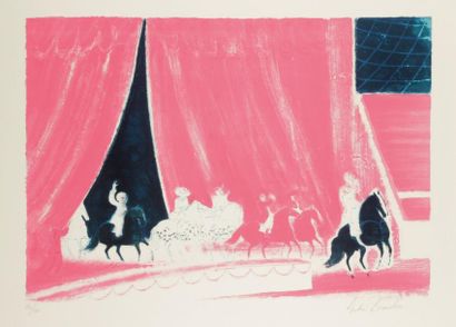 André BRASILIER (né en 1929) Festival du cirque. 1989. Lithographie. 920 x 645. Pichon...