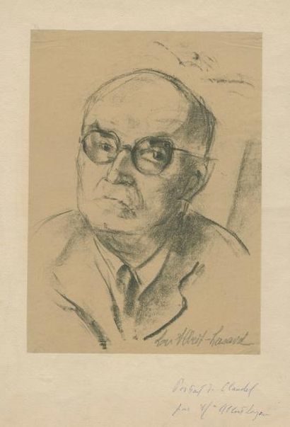 Lou Albert-Lasard (1885-1969) Portrait de Paul Claudel. Lithographie. [203 x 280]....