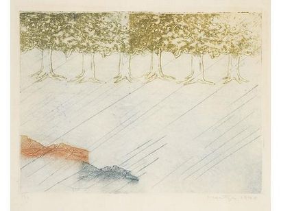 null Anonyme. L'Allée sous la pluie, monotype, 1978. 33.5 x 43.5 cm.