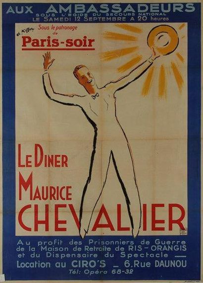 null Le Dîner Maurice Chevalier. Affiche par Charles Kiffer (1902 - 1992). Vers 1930....